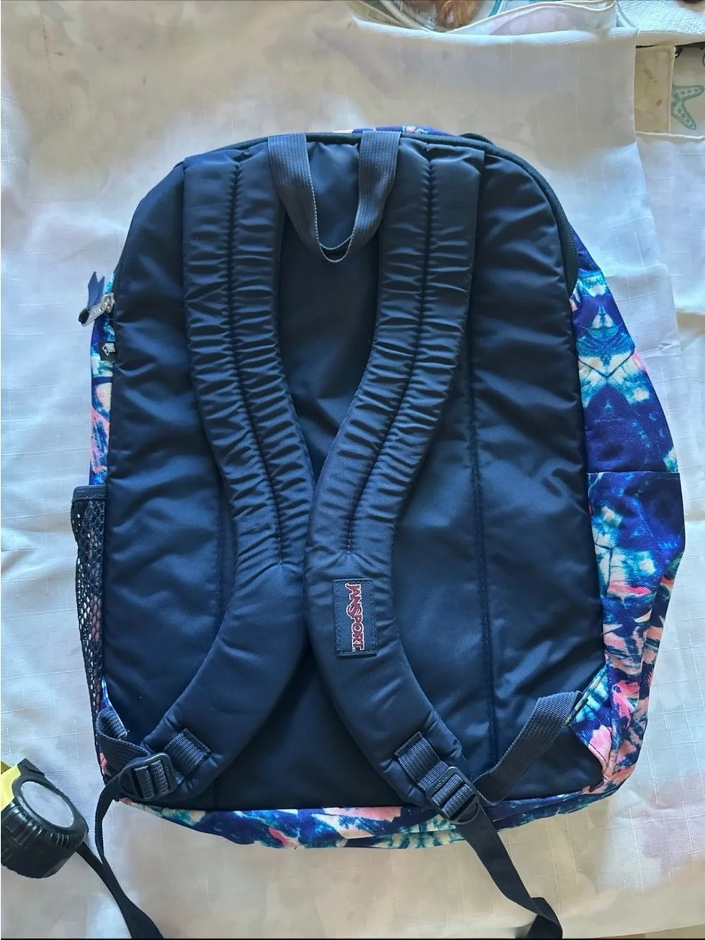Jansport Navy and Pink Abstract Print Backpack